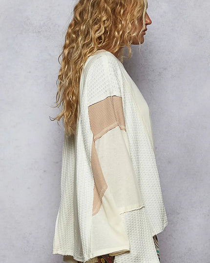 POL Contrast Round Neck Long Sleeve T-Shirt 