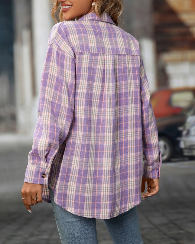 Plaid Button-Down Oversized Shirt