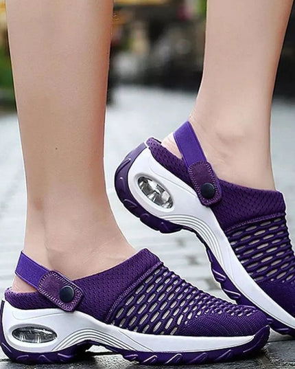 Mesh Round Toe Wedge Sandals 