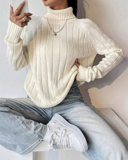 Ribbed Turtleneck Long Sleeve Sweater