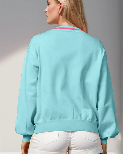 Double Take Full Size Nutcracker Sequin Bow Decor Cardigan