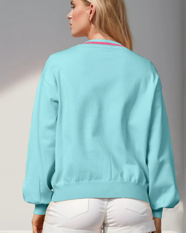 Double Take Full Size Nutcracker Sequin Bow Decor Cardigan