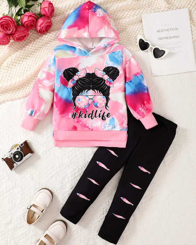 Children's Tie-Dye Graphic Hoodie & Pants Set