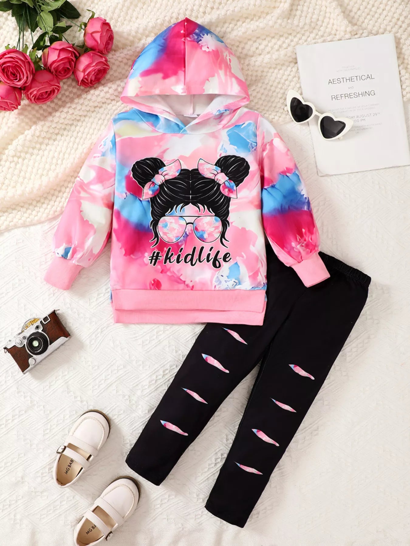 Children's Tie-Dye Graphic Hoodie & Pants Set