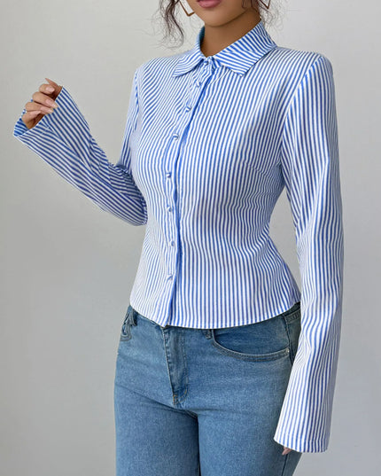 Striped Button-Up Long Sleeve Shirt