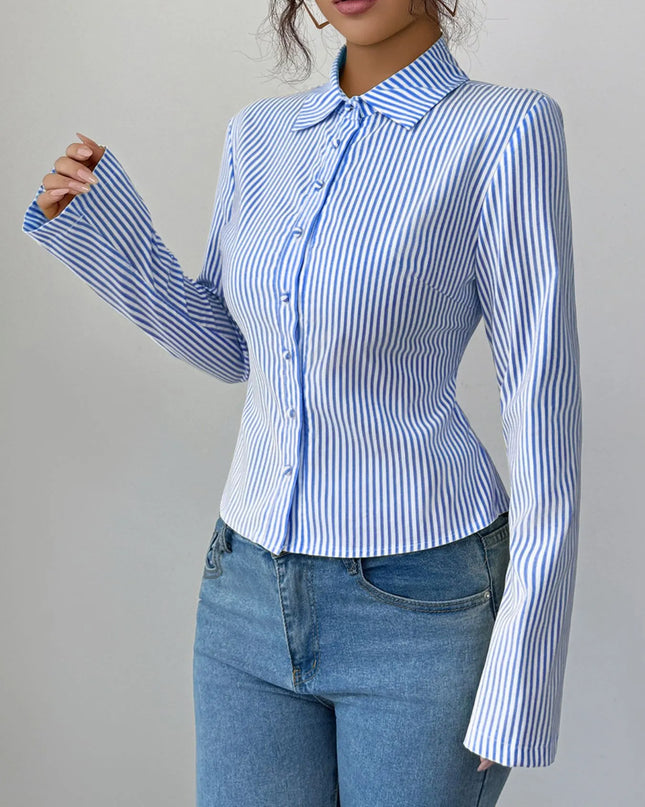Striped Button-Up Long Sleeve Shirt