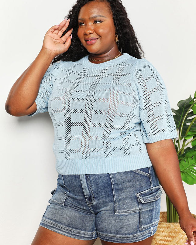 Mandy Ribbed Trim Round Neck Knit Top