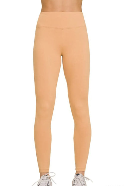 Zenana Microfiber Waistband Leggings DK BRUSH