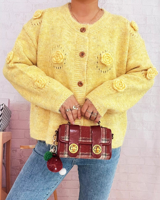 Flower Button-Up Cardigan