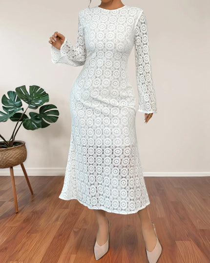 Lace Long Sleeve Midi Dress