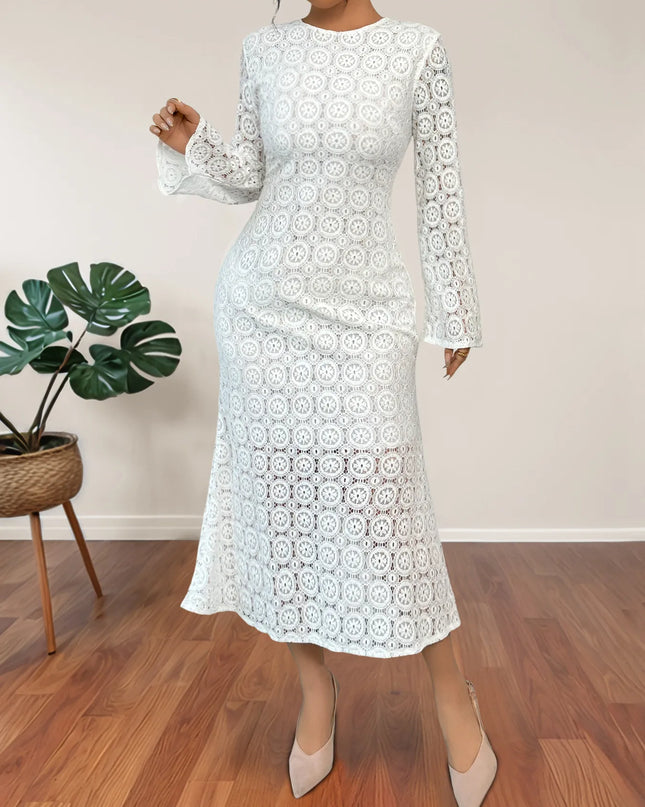 Lace Long Sleeve Midi Dress