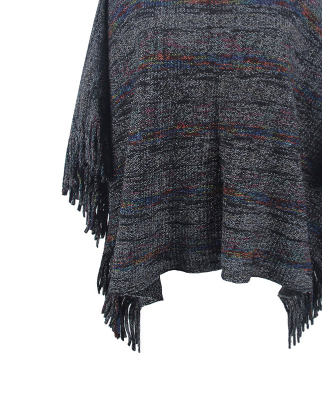 Round Neck Fringe Detail Sleeve Poncho