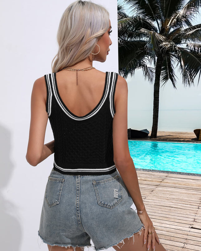 Contrast Scoop Neck Knit Tank