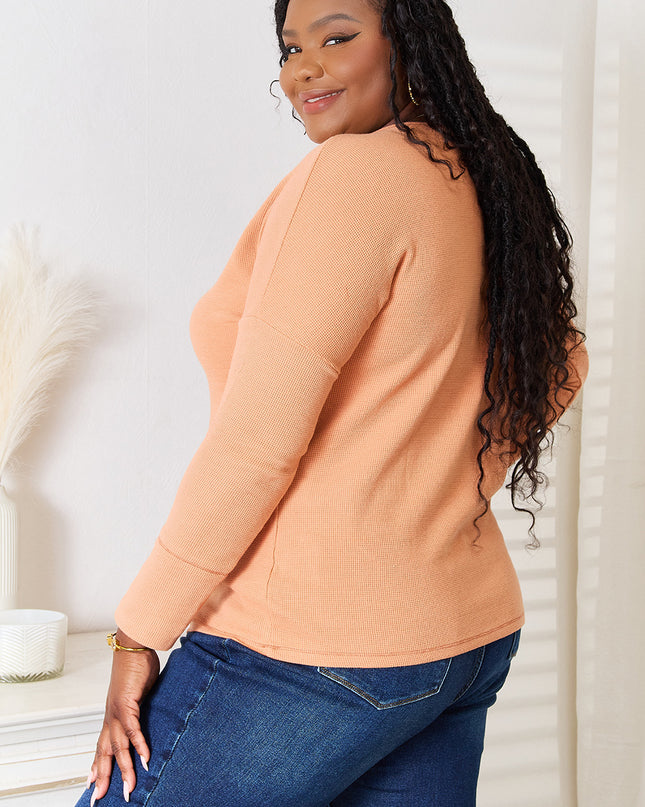 Basic Bae Half Button Long Sleeve Top