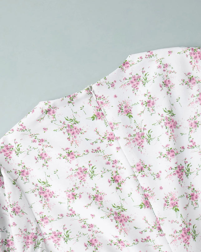 Floral Print Balloon Sleeve Dress