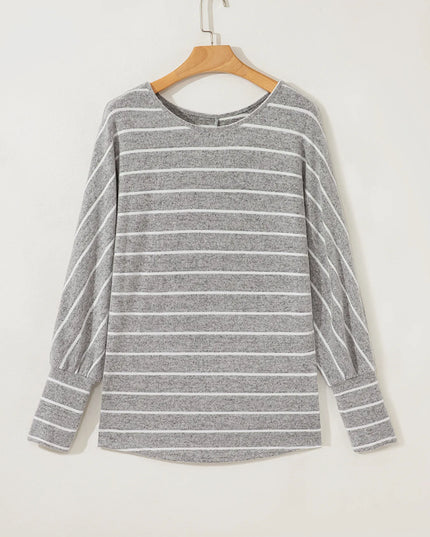 Stripe Dolman Sleeve Drop Shoulder Top