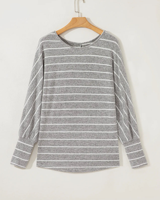 Stripe Dolman Sleeve Drop Shoulder Top