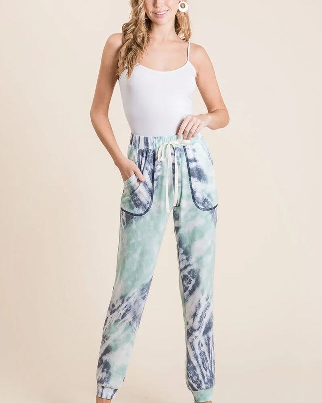 BiBi Tie Dye French Terry Casual Sweat Pants