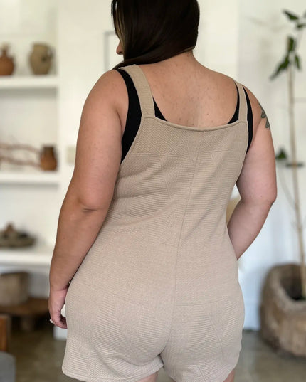 Double Take Full Size Texture Sleeveless Romper