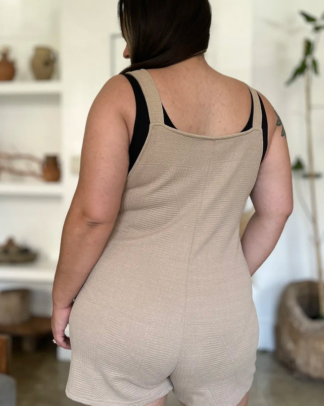 Double Take Full Size Texture Sleeveless Romper