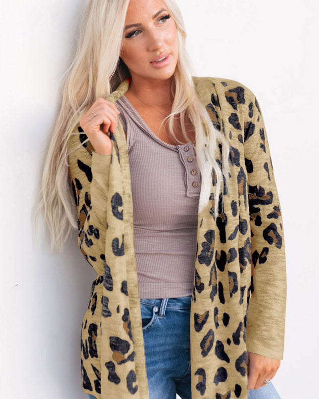Printed Long Sleeve Cardigan Yellow Green
