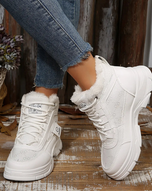High-Top Platform Chunky Sneaker Boots with Lace-Up