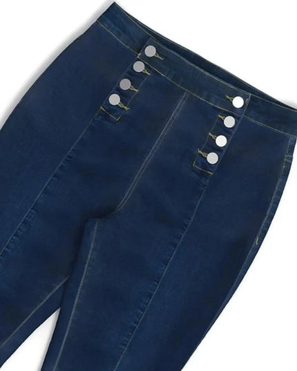 Full Size High-Waisted Double-Breasted Skinny Jeans Plus Size