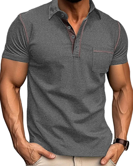 Men's Classic Polo Shirt with Contrast Stitching Gray