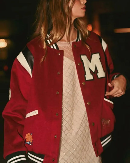 MABLE M Bomber Varsity Jacket with Patch Detail