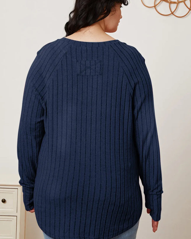 Basic Bae Full Size Ribbed Thumbhole Sleeve T-Shirt