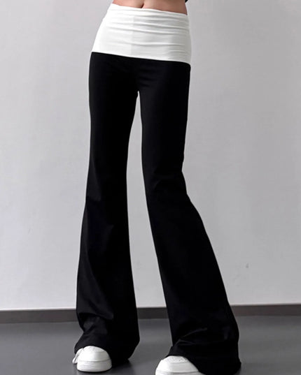 Contrast Waistband Flare Pants 