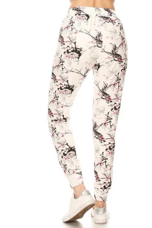 Leggings Depot Full Size Buttery Soft Printed Joggers with Drawstring Plus Size