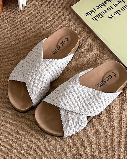 Cross Strap Woven Pattern Comfort Sandals 
