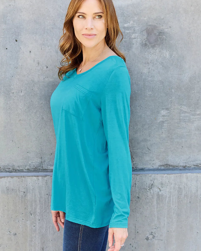 Basic Bae Full Size V-Neck Long Sleeve Top