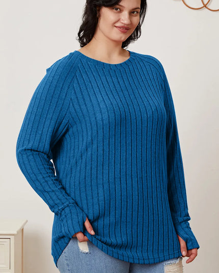 Basic Bae Full Size Ribbed Thumbhole Sleeve T-Shirt