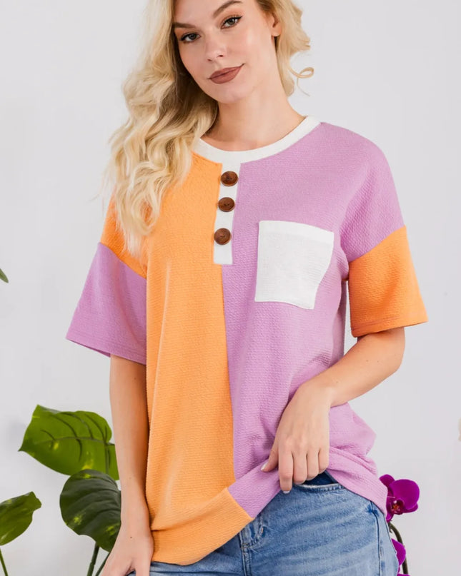 Celeste Full Size Color Block Short Sleeve T-Shirt