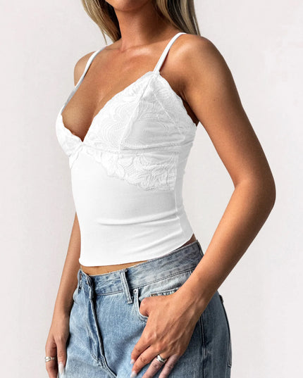 Lace Trim V-Neck Cami Top