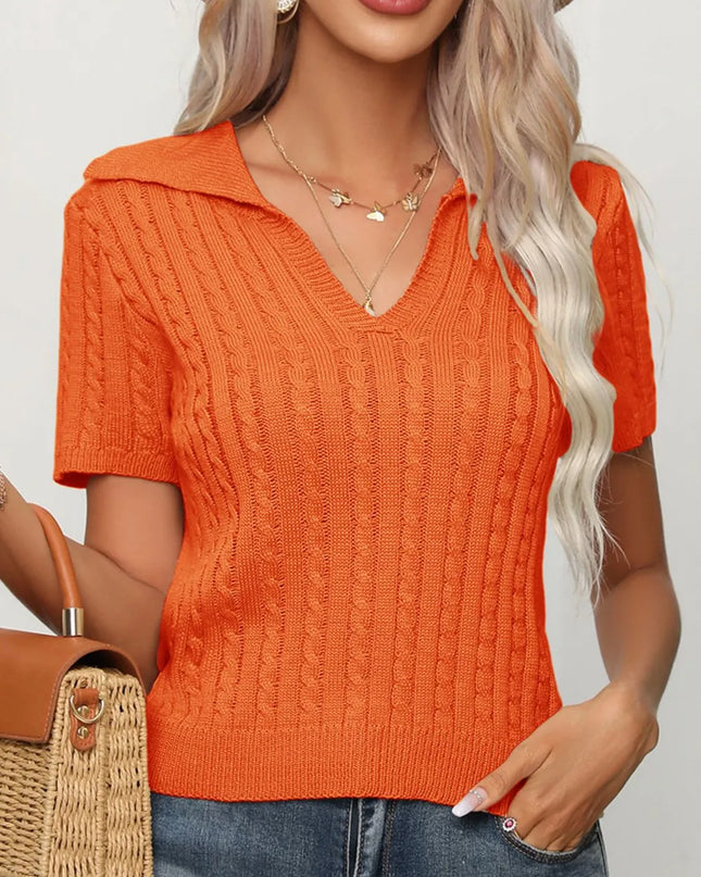 Cable Knit Short Sleeve Top