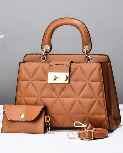 Women's Medium Pu Leather Geometric Solid Color Elegant Zipper Bag Sets