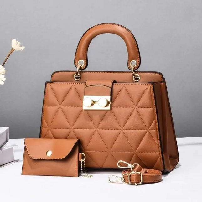 Women's Medium Pu Leather Geometric Solid Color Elegant Zipper Bag Sets