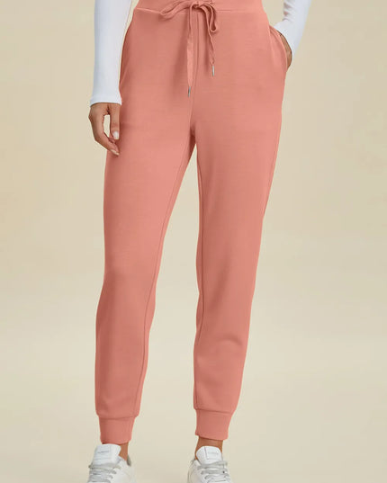 Basic Bae Full Size Air Scuba Drawstring High Waist Joggers Coral