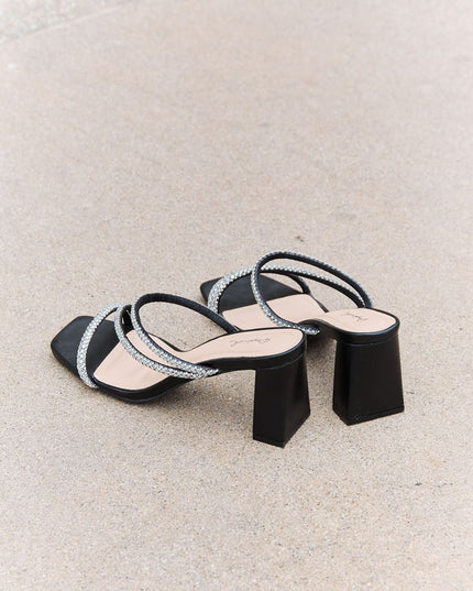 Qupid Level Up Rhinestone Strap Heels