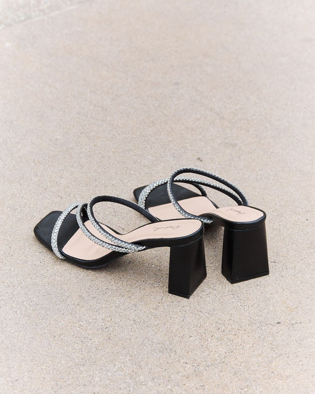 Qupid Level Up Rhinestone Strap Heels