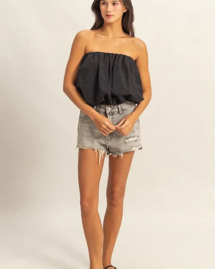 HYFVE Trendy Strapless Bubble Top BLACK