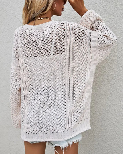 Openwork Button Front Cardigan