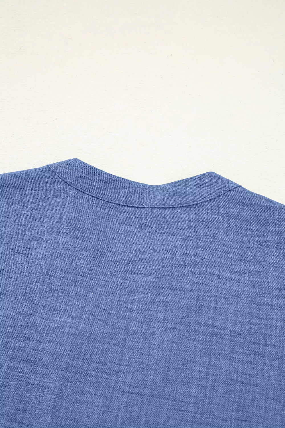 Casual Roll-Up Sleeve Notched Blouse