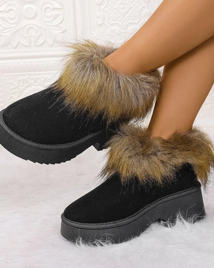 Furry Trim Platform Winter Boots