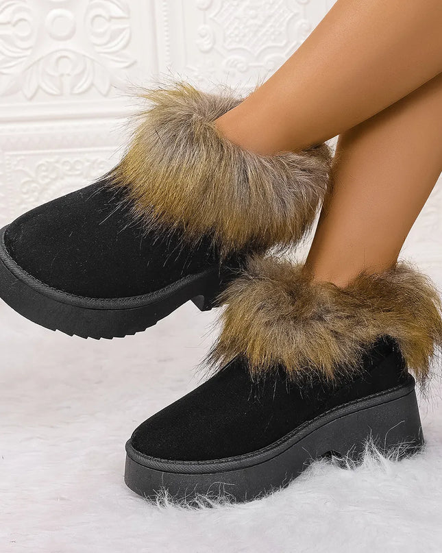 Furry Trim Platform Winter Boots