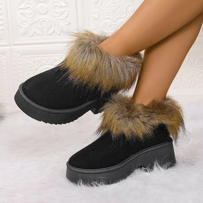 Furry Trim Platform Winter Boots