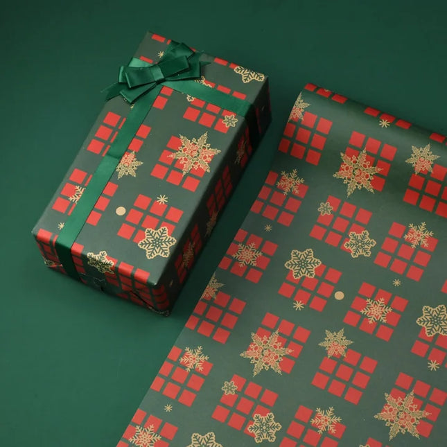 Christmas Gift Wrapping Paper Thickened Christmas Cowhide Wrapping Paper Christmas Tree Elk Gift Box Wrapping Paper Cube Snowflake|Square Snowflake * 50*70Cm-50 * 70Cm
